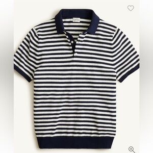 J.CREW NEW Organic cotton blend bouclé short-sleeve sweater polo shirt nautical